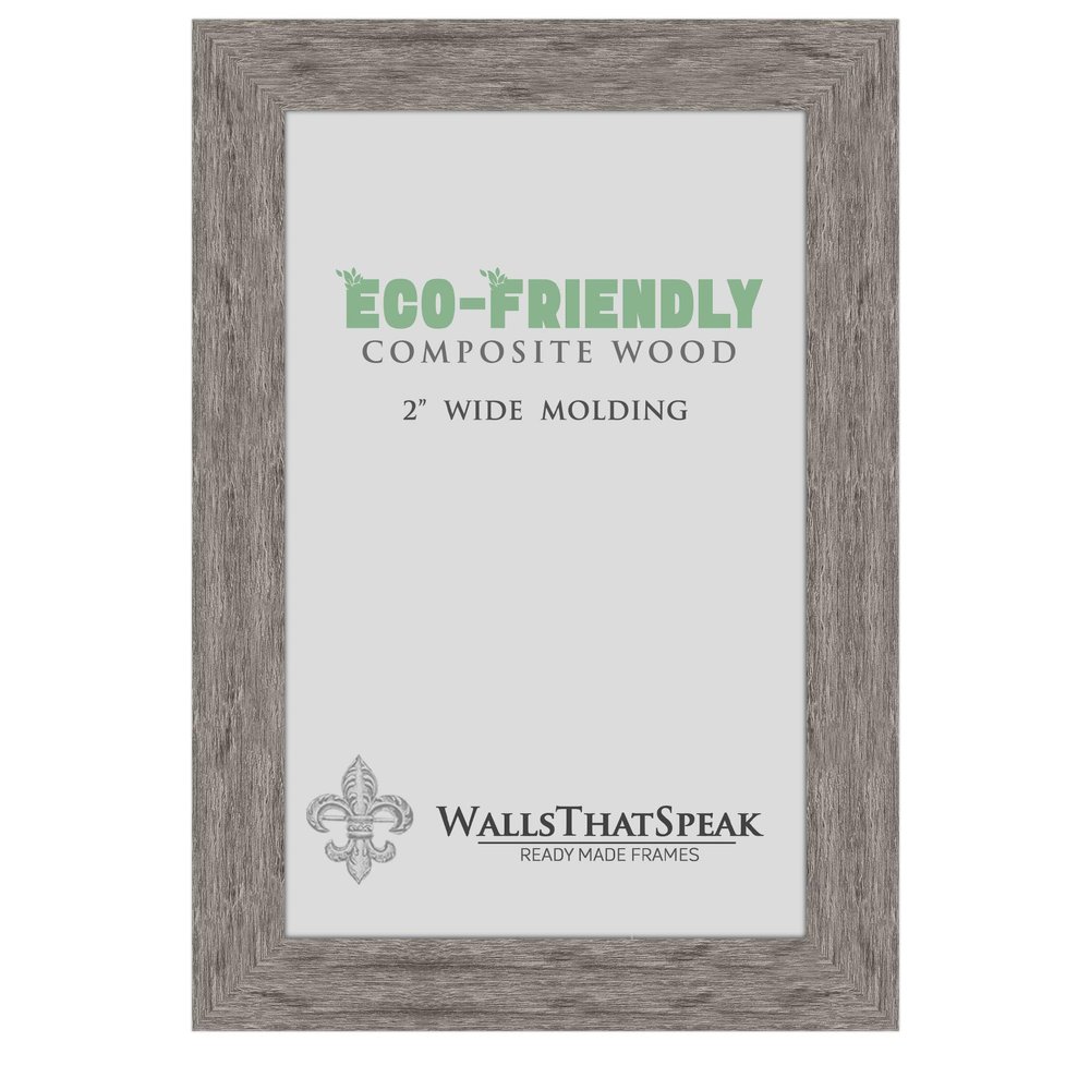 wallsthatspeak 6x14 Gray Barnwood Picture Frame for Posters Puzzles or Artwork, 2-Inch Wide Border Moulding Photo Frames