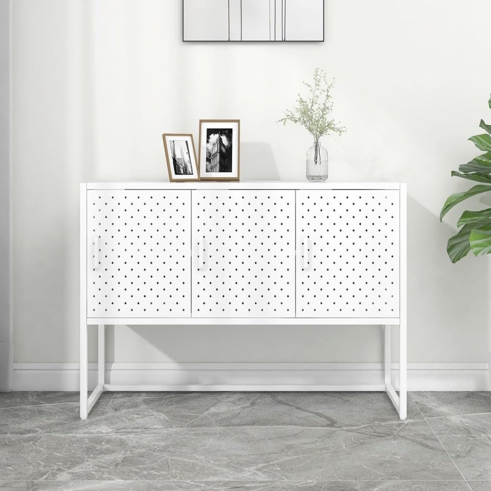 DYRJDJWIDHW Sideboard Kitchen Buffet Storage Cabinet,tv Console Cabinet,Suitable for bedrooms, Dining Rooms, Kitchens, hallways, Wine Coolers, foyers, Living Rooms,White 41.3"x13.8"x29.5" Steel
