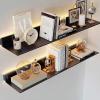 EMYJAY Floating Display Shelf, Floating Shelves Wall Mounted Floating Display Shelf LED Lighting Light is Soft Neatly Arranged to The Wall (Color : Black, Size : 60x20x6cm) view 1