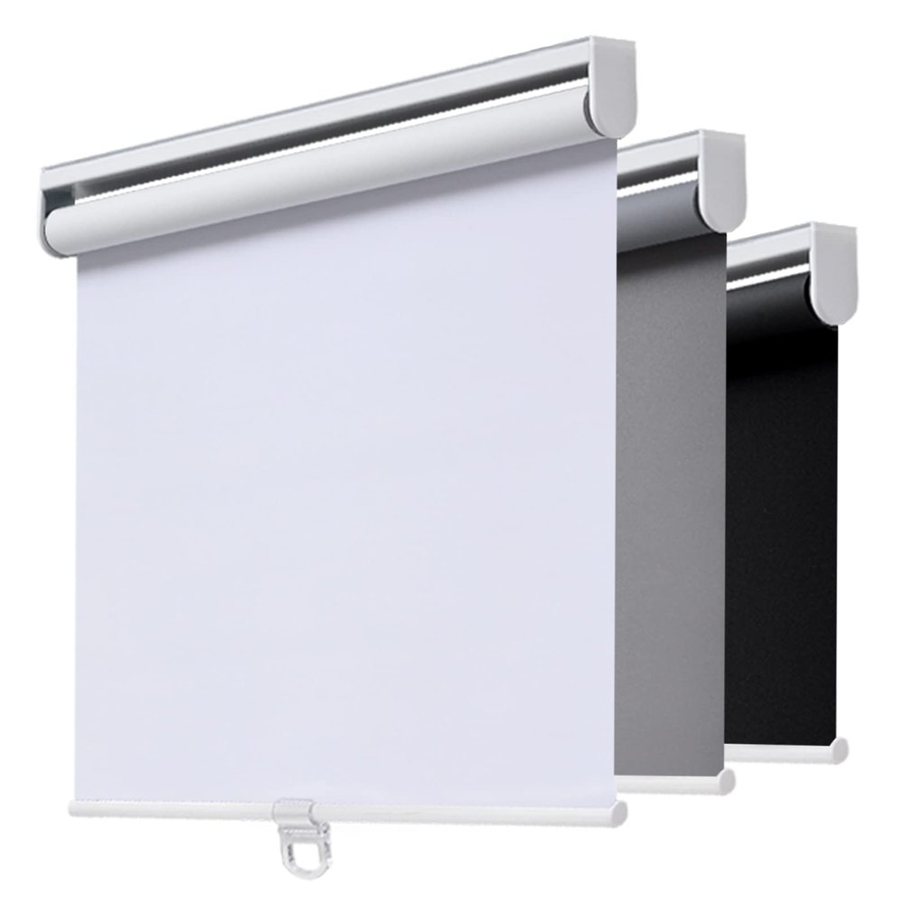 AOSKY Cordless Roller Shades Blackout Blinds for Windows Room Darkening Rolled Up Shades with Spring System, UV Protection Window Shades Door Blinds for Home and Office (65" W x 72" H, White)