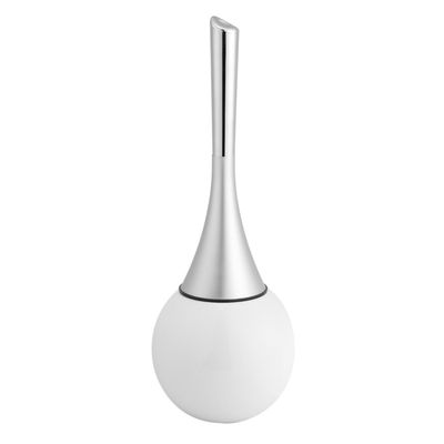 Toilet Brush,Toilet Brush and Holder,Compact Size Toilet Bowl Brush with Stainless Steel Handle Small Size Plastic Holder Easy to Hide Space Saving for Storage, Deep Cleaning(White Base)