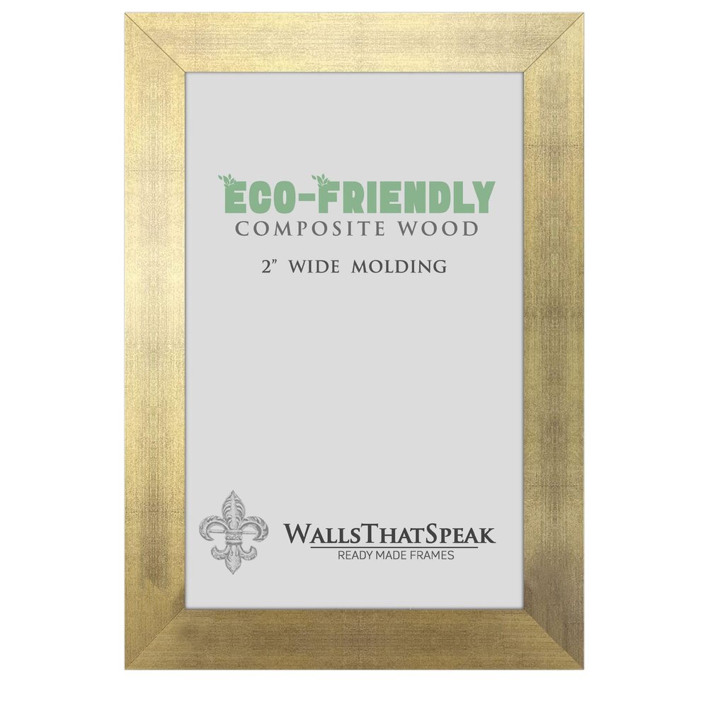 wallsthatspeak 14x19 Gold Picture Frame for Posters Puzzles or Artwork, 2-Inch Wide Border Moulding Photo Frames