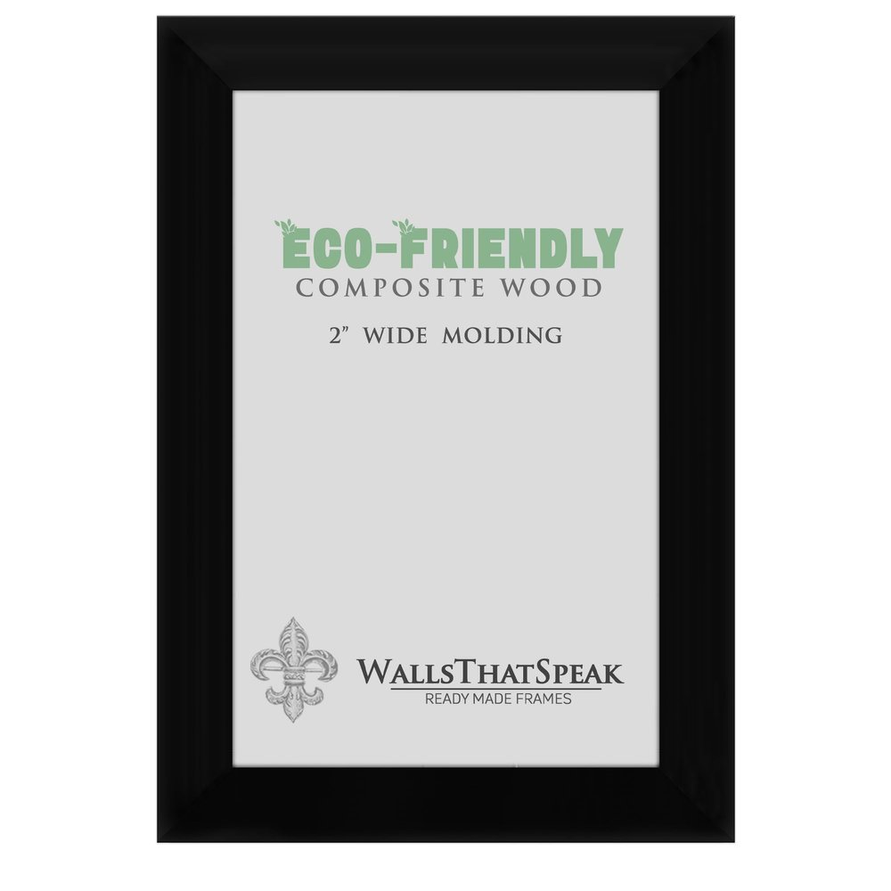wallsthatspeak 6x13 Black Picture Frame for Posters Puzzles or Artwork, 2-Inch Wide Border Moulding Photo Frames