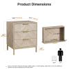 Anmytek 3 Drawer Nightstand for Bedroom, Modern Wood Nightstand Square Bedside Table End Table with Storage for Bedroom Room, Sofa, Natural Oak, H0099 view 2