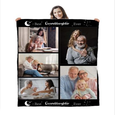 Custom Blanket with Picture, Best Granddaughter Ever Personalized Photo Blanket for Daughter From Mom Grandma, Customized Throw Blankets Personalized Gifts for Birthday Daughter Sister Christmas