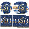 21st Birthday Party Supplies 21st Navy Blue and Gold Party Decor Includes Plates Napkins 21 Years Old Birthday Decoration Supplies for Boys Girls Men Women view 1
