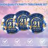 21st Birthday Party Supplies 21st Navy Blue and Gold Party Decor Includes Plates Napkins 21 Years Old Birthday Decoration Supplies for Boys Girls Men Women view 3