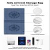Sofa Armrest Organizer Bedside Caddy, Nautical Compass Non Slip Couch Remote Control Holder for Recliner, Navy Blue Striped Coastal Compass Arm Chair Caddy with Pocket for Magazine, Phone, 19.7"x35" view 2