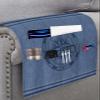 Sofa Armrest Organizer Bedside Caddy, Nautical Compass Non Slip Couch Remote Control Holder for Recliner, Navy Blue Striped Coastal Compass Arm Chair Caddy with Pocket for Magazine, Phone, 19.7"x35" view 3