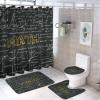 FBMLBRB Brebasf Math Chalkboard Print 4 Pcs Shower Curtain Bathroom Set Black&White Geometry Mathematics Physics Theme Shower Mat Shower Curtain with Rug 12 Hooks,72" W x 72" L view 1