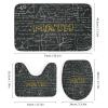 FBMLBRB Brebasf Math Chalkboard Print 4 Pcs Shower Curtain Bathroom Set Black&White Geometry Mathematics Physics Theme Shower Mat Shower Curtain with Rug 12 Hooks,72" W x 72" L view 3