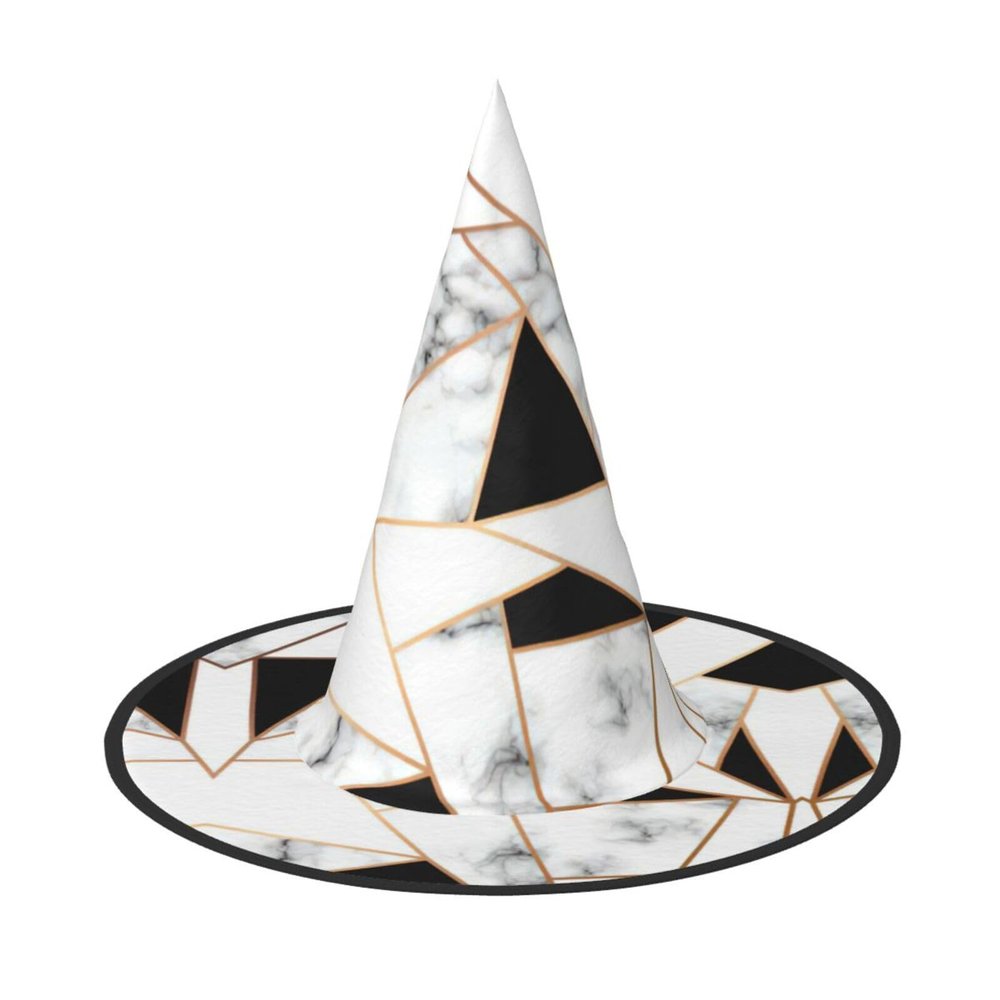 SSIMOO Black And White Marble Texture Fashion-Forward Halloween Witch Hat For Women-Your Go-To Piece For Halloween Costume Assemblies