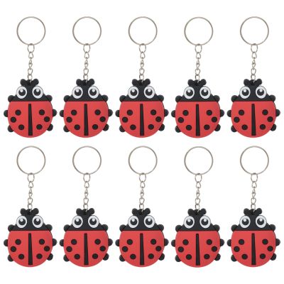 Honbay 12PCS PVC Ladybug Keychain Cute Cartoon Ladybird Keyring Pendant Insects Key Chain Decoration for Birthday Party Baby Shower and School Carnival (Red)