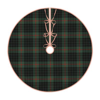 Christmas Tree Skirt 36" Gunn Clan Dark Green and Black Tartan Linen Xmas Tree Skirt for Holiday Party Christmas Tree Mat Decorations Indoor Outdoor