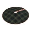 Christmas Tree Skirt 36" Gunn Clan Dark Green and Black Tartan Linen Xmas Tree Skirt for Holiday Party Christmas Tree Mat Decorations Indoor Outdoor view 2
