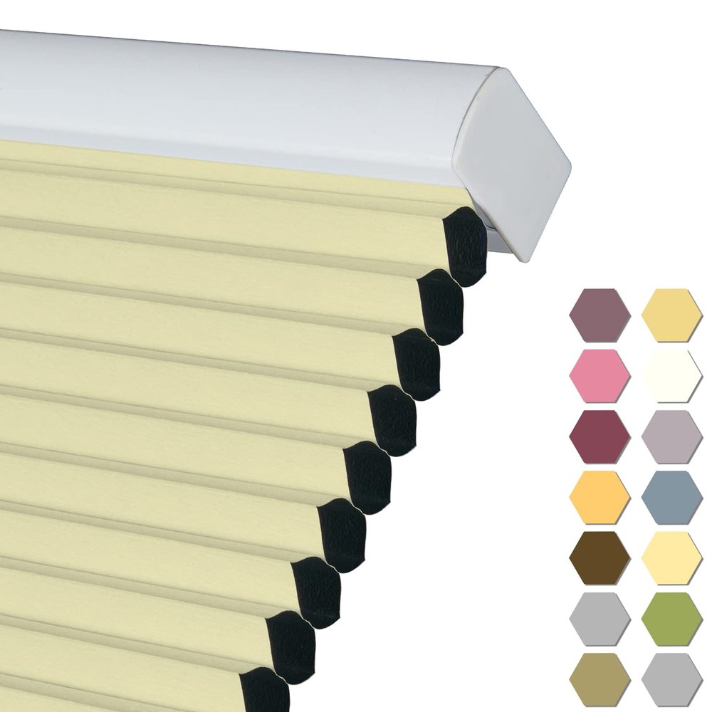 Persilux 100% Blackout Cordless Cellular Shades & Blinds Honeycomb Blinds Bottom up Thermal Insulated Window Shades for Home, Windows and Kitchen, Cream, 37" W x 38" H