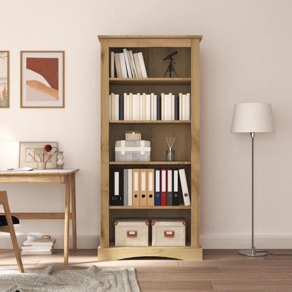 CUMYZO 5-Tier Bookcase Mexican Pine Corona Range 31.9"x15.7"x66.9" 34.3kg/75.46ib