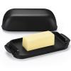 AONCO Butter Dish with Lid, Butter Container Holds for Countertop, Unbreakable Butter Keeper for Home Kitchen Decor, Perfect for East/West Coast Butter, BPA-free, Microwave/Dishwasher Safe (Black) view 1