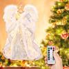 PEEKI Christmas Tree Topper, 15" Angel Treetop with Lights and Remote Control Timer, Christmas Tree Decoration for Holiday Ornament and Home Decor, Silver view 1