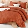 Litanika California King Comforter Set Burnt Orange, 3 Pieces Terracotta Tufted Boho Farmhouse Bedding Comforter Sets, Lightweight Fluffy All Season Comforter Set (104x96In Comforter & 2 Pillowcases) view 3