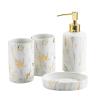 AOPPLSOT 4-Piece Ceramic soap Dispenser Toothbrush Cup Set, Bathroom Accessories with soap Dispenser, soap Dish, Toothbrush Cup, for Bathroom Decoration,Badrum Set view 1