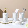AOPPLSOT 4-Piece Ceramic soap Dispenser Toothbrush Cup Set, Bathroom Accessories with soap Dispenser, soap Dish, Toothbrush Cup, for Bathroom Decoration,Badrum Set view 2