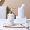 AOPPLSOT 4-Piece Ceramic soap Dispenser Toothbrush Cup Set, Bathroom Accessories with soap Dispenser, soap Dish, Toothbrush Cup, for Bathroom Decoration,Badrum Set view 3