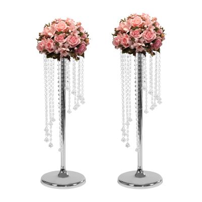 Wedding Centerpieces,Silver Vases,Crystal Flower Vase,Metal Flowers Stand for Table Decor,Bulk Wedding Decor,Table Chandelier Centerpiece Stand,for Living Room,Cafe,Bar and Hotel