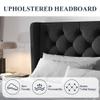 Allewie Queen Size Bed Frame with Button Tufted Wingback Headboard, Modern Upholstered Bed Frame with Solid Wooden Slats Support - No Box Spring Needed, Easy Assembly, Black view 3