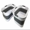 SAMMART 30L (7.9 gallon) Collapsible Plastic Laundry Basket - Foldable Pop Up Storage Container/Organizer - Portable Washing Tub - Space Saving Hamper/Basket (2, White/Steel Grey) view 1