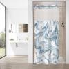 MitoVilla Blue Marble Small Stall Shower Curtain 36 x 74, No Hooks Required Half Size Narrow Fabric Shower Curtain Set with Snap-in Liner for Modern Bathroom Decor view 1