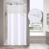 MitoVilla Blue Marble Small Stall Shower Curtain 36 x 74, No Hooks Required Half Size Narrow Fabric Shower Curtain Set with Snap-in Liner for Modern Bathroom Decor view 2