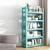 KWOKING Rectangle Standard Bookshelf Scandinavian Metal Bookcase Office Bookshelf Multi-Layer Picture Book Rack Balcony Storage Shelf Wrought Iron Bookcase Floor Shelf Blue 23.6" L x 11.8" W x 63" H view 1