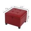 Adeco Faux Leather Storage Ottoman with Hinged Lid, 14 Inch High Red Square Cube Foot Stool with Storage, Upholstered Vanity Stool with Solid Wood Legs for Living Room, Bedroom, Dorm view 3