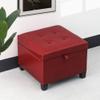 Adeco Faux Leather Storage Ottoman with Hinged Lid, 14 Inch High Red Square Cube Foot Stool with Storage, Upholstered Vanity Stool with Solid Wood Legs for Living Room, Bedroom, Dorm view 4
