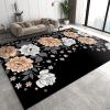 ELLECO White Pink Gray Roses Area Rugs, Peony Flower Art Indoor Non-Slip Kids Rug, Upholstery Rug with Non-Slip Backing for Kids Boys Girls Bedroom Living Room Dining Room Study 5ftx8ft view 1