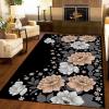 ELLECO White Pink Gray Roses Area Rugs, Peony Flower Art Indoor Non-Slip Kids Rug, Upholstery Rug with Non-Slip Backing for Kids Boys Girls Bedroom Living Room Dining Room Study 5ftx8ft view 3
