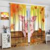Fall Funny Pigs Curtains Country Rustic Orange Maple Leaf Wooden Door Barn Pigs Window Drapes Rod Pocket Curtains Darkening Thermal Insulated for Living Room 2 Panels 63" L x 36" W view 4