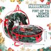 Shappy 6 Pieces Christmas Wreath Storage Container 30 Inch Wreath Plastic Storage Bags with Dual Zippers and Handles for Xmas Thanksgiving Holiday Artificial (Clear,Red) view 2