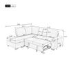 BSYEIO 87.4'' Sleeper Sectional Sofa Bed for Living Room L- Shaped Sofa Couch with Storage Ottoman, Velvet Corner Sofa, Pull Out Sofa Bed & USB Charger for Home Office Apartment -Grey view 2