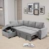 BSYEIO 87.4'' Sleeper Sectional Sofa Bed for Living Room L- Shaped Sofa Couch with Storage Ottoman, Velvet Corner Sofa, Pull Out Sofa Bed & USB Charger for Home Office Apartment -Grey view 3