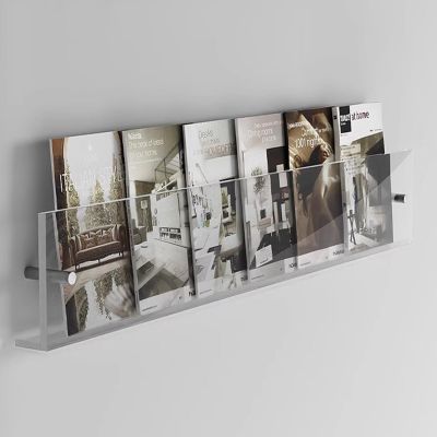 Office Wall Mount Magazine Rack Acrylic Transparent, Modern Brochure Holder File Storage Organizer for Living Room, Kids Room, Classroom, Waiting Room & Home Decor ( Color : Clear , Size : L 90cm/35.4