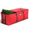 BROSYDA Christmas Tree Storage Bag, Fits Up to 9 Ft Artificial Christmas Tree with Buckle Straps & Dual Zippers & Handles, 600D PVC Durable Waterproof Material Protects from Dust.(Red) view 1