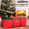 BROSYDA Christmas Tree Storage Bag, Fits Up to 9 Ft Artificial Christmas Tree with Buckle Straps & Dual Zippers & Handles, 600D PVC Durable Waterproof Material Protects from Dust.(Red) view 2