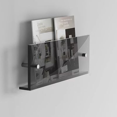 Office Wall Mount Magazine Rack Acrylic Transparent, Modern Brochure Holder File Storage Organizer for Living Room, Kids Room, Classroom, Waiting Room & Home Decor ( Color : Black , Size : L 40cm/16in