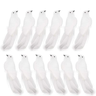24Pcs White Dove Christmas Ornaments Artificial Simulation Foam Feather Birds Fake Doves Bird Feathered Doves Birds Clip on Tree Ornaments for DIY Crafts Wreaths Garland Christmas Wedding Party(#1)