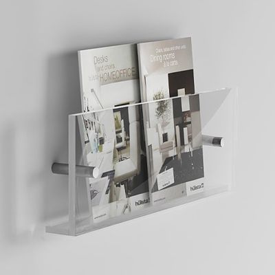 Bathroom Magazine Rack Wall Mount, Clear Acrylic Hanging File Holder/ Mail Sorter/ Brochures Holder/ Literature Stand, Home Office Bedroom Small Space Hotel Lobby ( Color : Orange , Size : L 40cm/16in