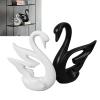 BEIJIALY 2Pcs Swan Sculpture Decor, Pair of Swans Figurines Black White Animal Collectible Figurine Ceramic Decorative Swan Figure Modern Swan Decor for Bedroom Office Shelf view 1
