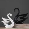 BEIJIALY 2Pcs Swan Sculpture Decor, Pair of Swans Figurines Black White Animal Collectible Figurine Ceramic Decorative Swan Figure Modern Swan Decor for Bedroom Office Shelf view 2