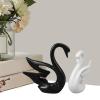 BEIJIALY 2Pcs Swan Sculpture Decor, Pair of Swans Figurines Black White Animal Collectible Figurine Ceramic Decorative Swan Figure Modern Swan Decor for Bedroom Office Shelf view 3